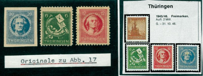 Stadtarchiv Weimar, 60 10-5/14, Briefmarken "Thüringen" ohne Stempel, ohne Datum