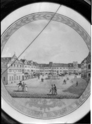 Stadtmuseum Weimar, Eichhorn 464 (K I 100 A), Reproduktion Porzellanteller mit Zeichnung »Der Markt zu Weimar«, um 1835