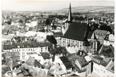 Stadtarchiv Weimar, 60 10-1/1, Blick vom Schlossturm in Richtung Nordwesten auf die Altstadt, ohne Datum