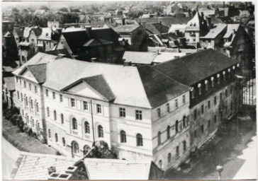 Stadtarchiv Weimar, 60 10-1/1, Blick vom Schlossturm auf das Gelbe Schloss, vor 1969