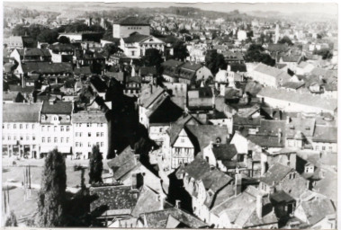 Stadtarchiv Weimar, 60 10-1/1, Blick vom Schlossturm in Richtung Westen auf die Altstadt, nach 1945