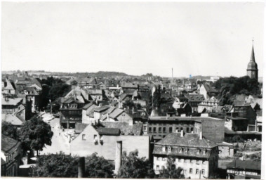 Stadtarchiv Weimar, 60 10-1/1, Blick von Osten auf die Altstadt, nach 1945