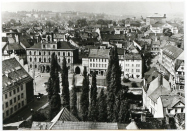 Stadtarchiv Weimar, 60 10-1/1, Blick vom Schlossturm in Richtung Westen, 1982