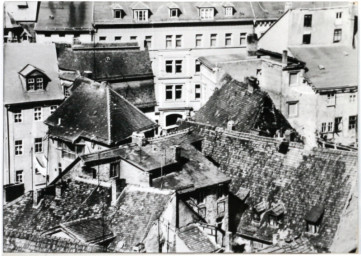 Stadtarchiv Weimar, 60 10-1/1, Blick vom Schlossturm in Richtung Westen auf die Altstadt, 1982