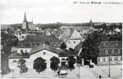 Stadtarchiv Weimar, 60 10-1/1, Blick vom Hoftheater in Richtung Nordosten, vor 1945