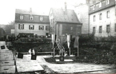 Stadtarchiv Weimar, 60 10-5/10, Blick auf die Baustelle Schiller-Museum, 1985