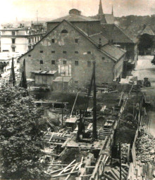 Stadtarchiv Weimar, 60 10-5/11, Blick auf die Baugrube für den Theater-Neubau, 1907