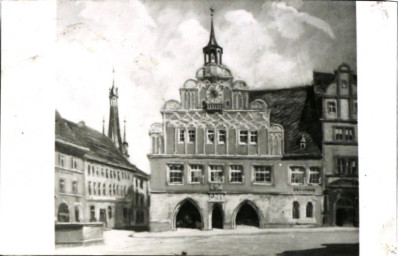 Stadtarchiv Weimar, 60 10-5/14, Blick auf die Markt-Ostseite, um 1710