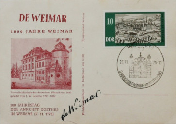 Stadtarchiv Weimar, 60 10-5/14, Postkarte mit Briefmarke/Stempel, ohne Datum