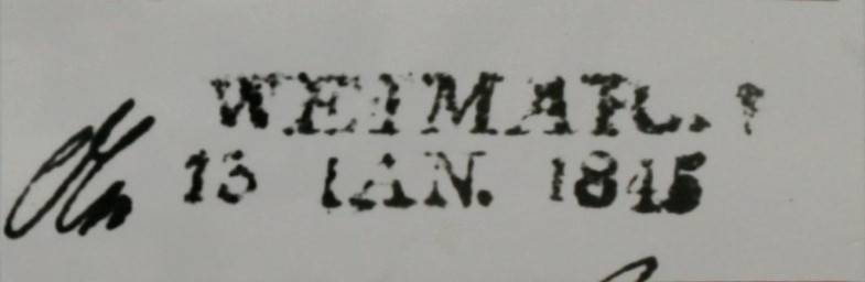 Stadtarchiv Weimar, 60 10-5/14, Poststempel "Weimar, 13.Jan. 1845", ohne Datum