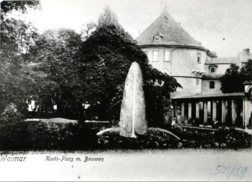 Stadtarchiv Weimar, 60 10-5/15, Blick in die Grünanlage am Karlsplatz, ohne Datum