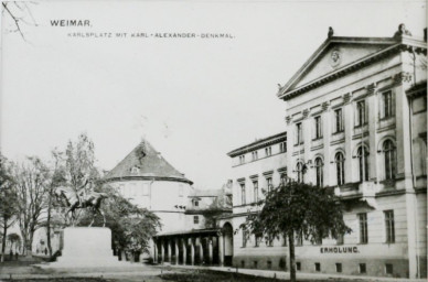 Stadtarchiv Weimar, 60 10-5/15, Blick in die Grünanlage am Karlsplatz, nach 1905