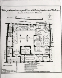 Stadtarchiv Weimar, 60 10-5/17, Plan für den Anbau der Städtischen Sparbank Graben 4, um 1910