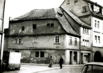 Stadtarchiv Weimar, 60 10-5/18, Blick in die Jakobstraße/Ecke Luthergasse, 1980