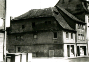 Stadtarchiv Weimar, 60 10-5/18, Blick auf Haus Luthergasse 2 und Jakobstraße 12, 1983