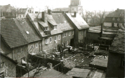 Stadtarchiv Weimar, 60 10-5/20, Blick auf die Rückseite Friedensgasse, 1985