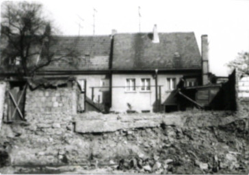 Stadtarchiv Weimar, 60 10-5/20, Blick auf die Rückseite der Häuser der Friedensgasse, 1985