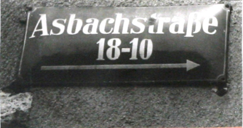 Stadtarchiv Weimar, 60 10-5/22, Straßenschild "Asbachstraße 18-10" (vor 1937 3-teilig), ohne Datum