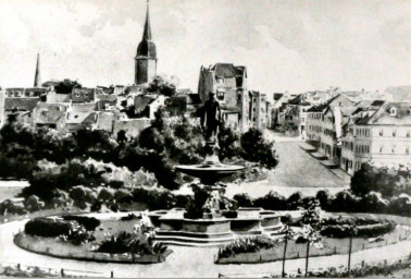 Stadtarchiv Weimar, 60 10-5/22, Blick vom Museum auf den Vimaria-Brunnen, um 1920