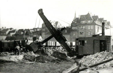 Stadtarchiv Weimar, 60 10-5/23, Blick auf die Baustelle "Gauforum" am Karl-August-Platz/ Kettenberg/ Berggasse/ Am Viadukt, vor 1938