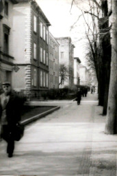 Stadtarchiv Weimar, 60 10-5/25, Blick in die Leninstraße, linke Straßenseite  , 1985