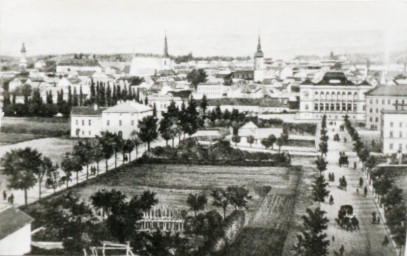 Stadtarchiv Weimar, 60 10-5/25, Blick vom Bahnhofsvorplatz zum Museumsplatz, um 1868