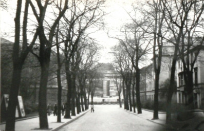 Stadtarchiv Weimar, 60 10-5/25, Blick in die Leninstraße (heutige Carl-August-Allee) zum Rathenauplatz , 1985