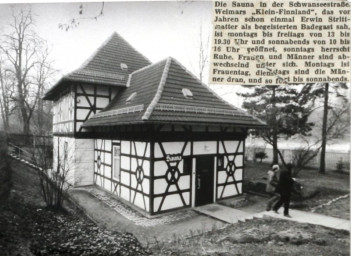 Stadtarchiv Weimar, 60 10-5/28, Blick auf das Sauna-Gebäude des Schwanseebades, ohne Datum