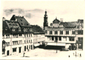 Stadtarchiv Weimar, 60 10-5/3 Bd. 1, Blick vom Rathaus auf den Markt, um 1920