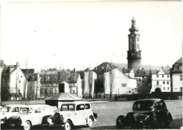 Stadtarchiv Weimar, 60 10-5/3 Bd. 1, Blick vom Markt in Richtung Residenzschloss, um 1955