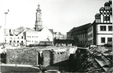 Stadtarchiv Weimar, 60 10-5/3 Bd. 2, Blick auf die Baustelle Marktnordseite, um 1990