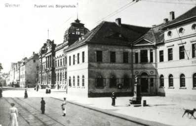 Stadtarchiv Weimar, 60 10-5/30 Bd. 1, Blick von der Bürgerschulstraße in den Karlsplatz, um 1900