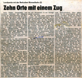 Stadtarchiv Weimar, 60 10-5/31 Bd.2, Zeitungsausschnitt zur Geschichte der Berkaer Bahn, 1986