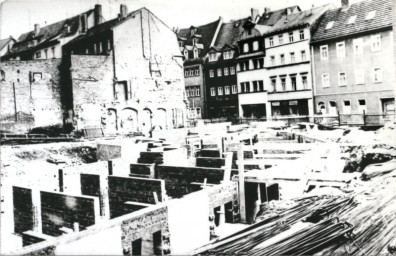 Stadtarchiv Weimar, 60 10-5/4, Blick auf die Baustelle Marktstraße 22, ohne Datum