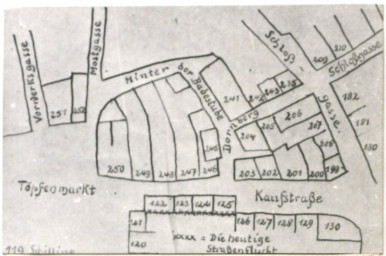 Stadtarchiv Weimar, 60 10-5/5, Lageplan Bornberg, Kaufstraße, Hinter der Badestube, ohne Datum