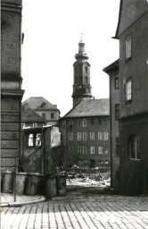 Stadtarchiv Weimar, 60 10-5/5, Blick von der Dimitroffstraße (Kaufstraße) auf den Bornberg , 1986