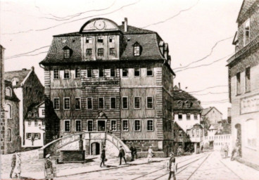 Stadtarchiv Weimar, 60 10-5/6, Blick in die Jakobstraße  (Zeichnung), ohne Datum