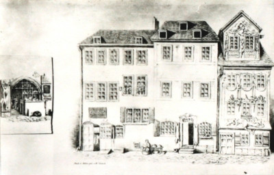 Stadtarchiv Weimar, 60 10-5/6, Blick auf den Herderplatz/ Ecke Kaufstraße (links), um 1850