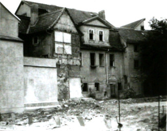 Stadtarchiv Weimar, 60 10-5/7, Blick  auf die Rückseite der Häuser Geleitstraße, 1980