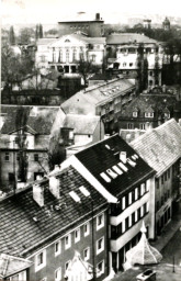 Stadtarchiv Weimar, 60 10-5/7, Blick auf die Häuser Eisfeld und Geleitstraße, 1986