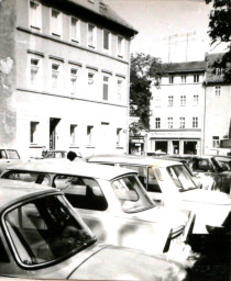 Stadtarchiv Weimar, 60 10-5/8, Blick in die Teichgasse und zum Graben, um 1980