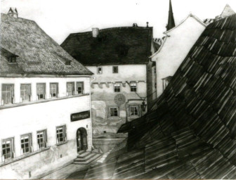 Stadtarchiv Weimar, 60 10-5/9, Blick auf die Geleitstraße (Zeichnung v. unbekannt), wohl 1845