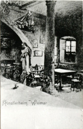 Stadtarchiv Weimar, 60 10-5/9, Innenansicht Zeughof 1-Künstlerheim (Zeichnung), vor 1945