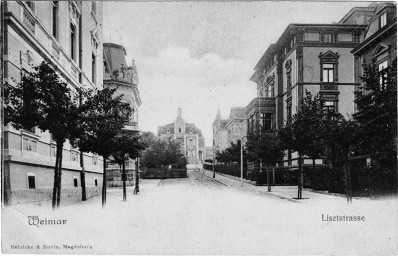 Stadtarchiv Weimar, 65 1/15L, Blick ins Ende der Lisztstraße, um 1920