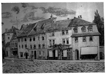 Stadtmuseum Weimar, Eichhorn 670 (K II 058 A), Blick auf die Häuser »Frauentorstraße 1, 3, 5, 7«, wohl 1882