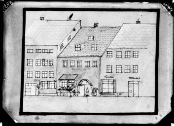 Stadtarchiv Weimar, 60 14 Negativ 008, Zeichnung drei Häuser, ohne Datum
