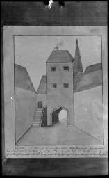 Stadtarchiv Weimar, 60 14 Negativ 014, Zeichnung des Inneren Frauentors, ohne Datum