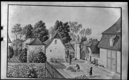 Stadtarchiv Weimar, 60 14 Negativ 016, Blick auf das Erfurter Tor (Zeichnung), ohne Datum