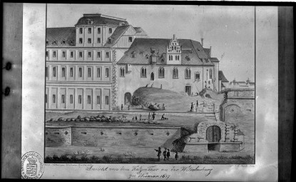 Stadtarchiv Weimar, 60 14 Negativ 018, Reproduktion einer Zeichnung der »Wilhelmsburg«, 1657