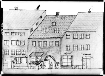 Stadtarchiv Weimar, 60 14 Negativ 039, Blick auf drei Gebäude an unbekanntem Ort, ohne Datum